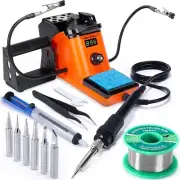 Kit de estación de soldadura con pantalla LED de 60 W, 2 manos auxiliares, 6 pun