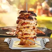 DJAPWPX Stainless Steel Al Pastor Skewer Vertical Skewer with 3 Different Sizes Spikes and Handles Brazilian Vertical Spit Stand BBQ Vertical Skewer for Steak Chickens Fish Meat Shawarma