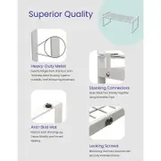 Catzon Counter Shelf Heighten Rust Resistant Non Slip for Pantry Kitchen-White