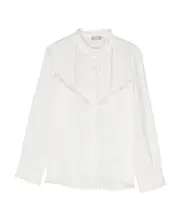 ruffled-collar cotton shirt 8Y,6,10Y White