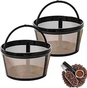[Prasacco] 2 Pack Reusable Coffee Filter 8-12 Cup, Coffee Filter Replacement Gold Mesh Coffee Filter BPA Free Coffee Filters Basket Reusable Coffee Filters Basket for Mr-Coffee Coffee Makers Brewers