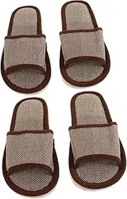 Beige Linen Slippers Non Sole for Home Hotel Lightweight for Bathroom Use Comfortable Cotton Linen Design