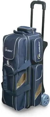 Deluxe 3 Ball Roller Bowling Bag- Blue/Gold