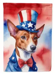 Basenji Patriotic American House Flag Large Porch Sleeve Pole Decorative