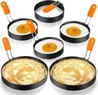 6 Pcs Professional Egg Ring Pancake Ring Set Stainless Steel Fried Egg Ring