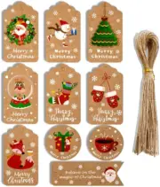 YC-GREHUN 50 Pcs Christmas Paper Tags String Merry Christmas Tags Christmas T...
