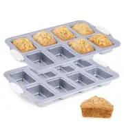 Mini Loaf Pans with Heat-Resistant Handles, 2 Pack Healthy Non-stick Bread