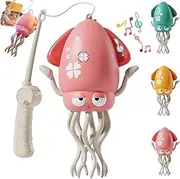 Electric Dancing Octopus Toy, Electric Automatic Obstacle Avoidance Octopus, Kids Smart 8-Leg Action Wiggly Robotic with LED & Music, USB Rechargeable Brings Endless Giggles to Kids (Pink)