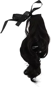 CALLARON High Ponytail Extension Drawstring Curly Hairpiece for Women Realistic Wavy Style Brown Comfortable Wear for and Fashionable Looks