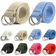 Fashion Mens Womens Canvas D Ring Belts Fabric Webbing Waist Belt Waistbands Hot