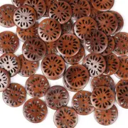 Pierced Flower Wood Buttons 30Mm Sewing Craft 50Pcs