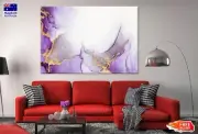 Purple & Gold Splash Ink Abstract Wall Canvas Home Decor Australian Made Quality
