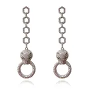 Culturesse Bengali Leopard Ring Earrings Sterling Silver Inlay Austrian Zirconia