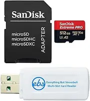 SanDisk 512GB Extreme Pro MicroSD Memory Card Works with GoPro Action Camera Hero 12 Black (SDSQXCD-512G-GN6MA) Bundle with 1 Everything But Stromboli MicroSDXC & SD Card Reader