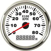 ZFGVGNMTYA 8K Boat Tachometer Marine Tacho Meter Gauge LCD Hourmeter 12V/24V 8000 RPM 85mm Car 12v Hour Meter Car Tachometer(8000rpm WS)