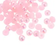 360pcs ABS Half Pearl Beads 8mm Flat Back Imitation Pearl Colorful Pink