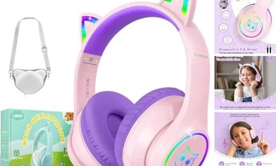 Kids Bluetooth Headphones,Over Ear Kids Headphones Wireless with Mic 50H