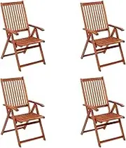 Garden Chair Folding Garden Chairs 4 pcs Solid Acacia Wood Patio Seating