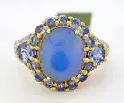 GENUINE 3.15 Cts OPAL, TANZANITE & WHITE SAPPHIRE RING .925 STERLING SILVER -NWT
