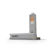 Lindy USB-C Port Blockers &amp; Key - 4 Pack (Orange)
