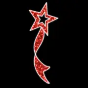 Christmas Complete Red Star Ribbon Lamp Pole Rope Light Motif 70cm