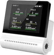 JSM16 5-in-1 Household Quali PM2.5/CO2/HCHO/TVOC Detector Temperature Humidi Tester Rechargeable Desktop Thermometer Hygrometer Formaldehyde Analyzer Real-time ing