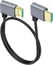 tunghey Right Angle Ultra Thin HDMI Cables, Slim & Flexible Soft 8K 4K HDMI to HDMI Cable (HDMI Cord) Support 4K@120Hz 8K@60Hz 48Gbps for HDTV/PS5/Blu-ray/PC Monitor/Projector (Left to Right 0.5m)