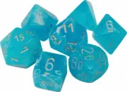 Luminary Sky/Silver Polyhedral Dice Set (D20/12/10/%/8/6/4) CHX27566 Chessex