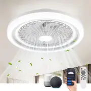 20'' Low Profile LED Ceiling Fan Small Bladeless Smart Remote Flush Mount NEW