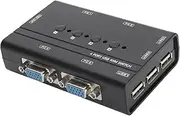 4 Port USB VGA KVM Switch, USB Switcher for 4 Computers Share 1 Monitor Keyboard Mouse Printer, KVM Switcher with 4 KVM Cables