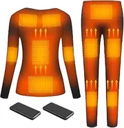 [IMYOGI] Cozy Heated Underwears Set, USB Electric Thermal Base Layer Shirt and Pant with 16 Heating Zones for Man Woman Outdoor