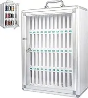 Aluminum Alloy Cell Phone Locker Cabinet, Cell Phone Caddy, Wall-Mounted Mobile Phone Lockbox with Handle for Classroom Office Exam(24 Slote)