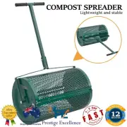 Garden Lawn Compost Soil Sand Fertilizer Push Spreader Roller Tool Ø40x60 cm NEW