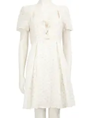 White Floral Pleated Mini Dress
