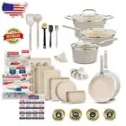 Durable 23-Piece Non-Stick Ceramic Cookware Set with Cool-Touch Silicone Handles