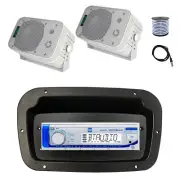Dual Marine Radio, Spa Bezel,Adapter, Antenna,Wire, 2x 5.25" 400W White Speaker