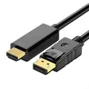 DisplayPort DP to HDMI Cable Male to Male GOLD PLATED Full 4K UHD Compatible with Lenovo, HP, ASUS, Dell and Other Brand 1.8m