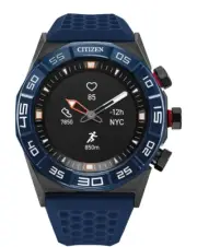 Citizen Men's Cz Smart Hybrid Blue Silicone Strap Smart Watch 44mm - Silver