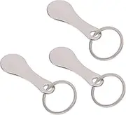 3Pcs Shopping Trolley Token, Portable Keychain Stainless Steel Rings Trolley Token Quarter Holder Keychain Coin Holder Shopping Cart for Grocery Shopping Cart