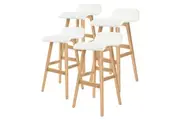 4X Wooden Bar Stool Dining Chair Leather SOPHIA 74cm WHITE