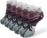 [AQRJLPM] Rose Gothic Socks No Show Socks Low Cut Anti-Slid Athletic Casual Invisible Liner Socks Unisex, White, One Size Short, White, One Size Short