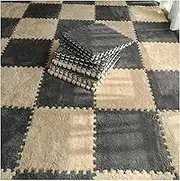 10Pcs Plush Foam Interlocking Carpet Tiles, 11.8 X 11.8in Anti Slip Versatile Soft Floor Mats for Living Rooms, Bedrooms, and Play Areas