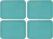 Pyrex 7210-PC 3 Cup Turquoise Rectangle Plastic Food Storage Lid - 4 Pack