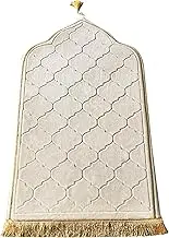 Prayer Mat Soft Muslim Prayer Rug, Traditional Turkish Islamic Mat Thick 25.6x43 Large Size Flannel Praying for Daily Salah Meditation, White, Rug