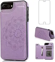 Asuwish Phone Case for iPhone 6plus 6splus 6/6s Plus with Screen Protector and Wallet Cover Leather Flip Card Holder Stand Cell iPhone6 6+ iPhone6s 6s+ i 6P 6a S Six iPhone6splus Women Men Purple