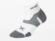 2XU Vectr Cushion 1/4 Crew Compression Socks - White/Grey - MD