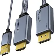 tunghey HDMI to DisplayPort Adapter 4K@60Hz (Not Bidirectional), (Male to Male) Converter Cable HDMI to DP 1.2 with USB Power for Monitor, PS4, High Speed, HDCP2.2 Compatible (1M)