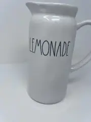 Rae Dunn LL Farmhouse LEMONADE Pitcher w/Dimples White Ceramic NEW Rare