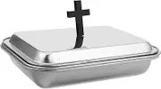 Cabilock 1 Set Communion Tableware Tray Ceremony Supplies Altar Supplies Christmas Party Plates First Communion Supplies Baptism Party Plates Wedding Supplies Silver Stainless Steel
