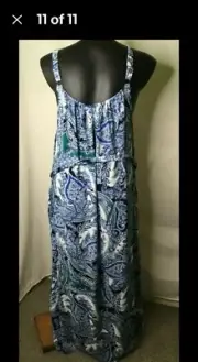 Plus Size 24 Autograph Long Dress Diamonte Paisley Adjustable Straps. Blue etc